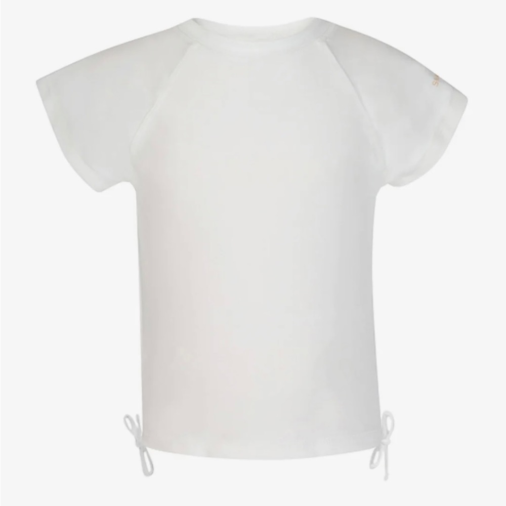 SNAPPER ROCK—NWT-GIRLS-S/S SWIM RASH GUARD - white with gold logo SZ 4